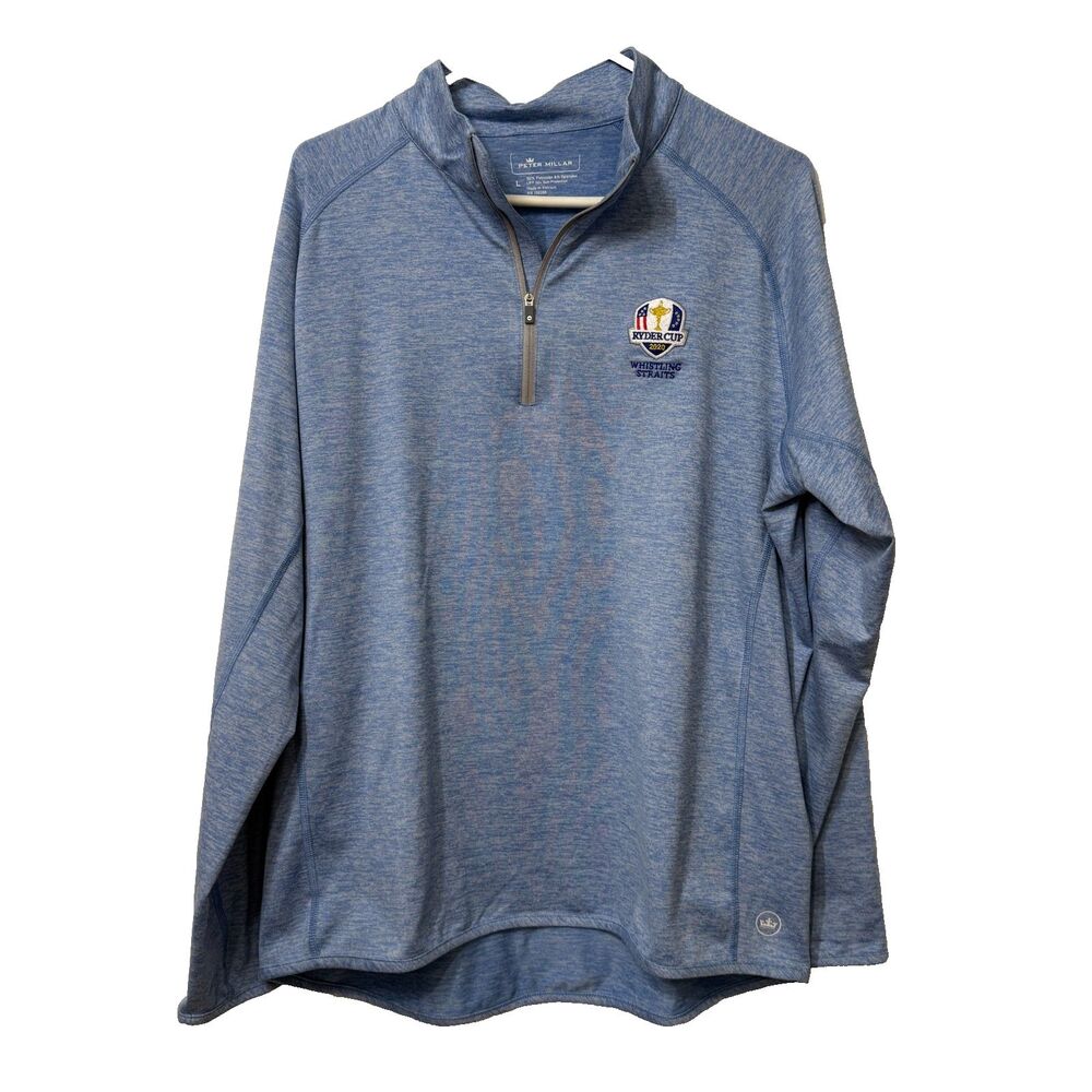 Peter Millar Ryder Cup Men’s 2020 Heather Blue 1/4 Zip Pullover Large